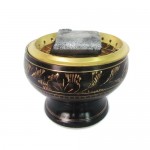 Brass Charcoal Burner Incense Pot (Color:Black-Gold)